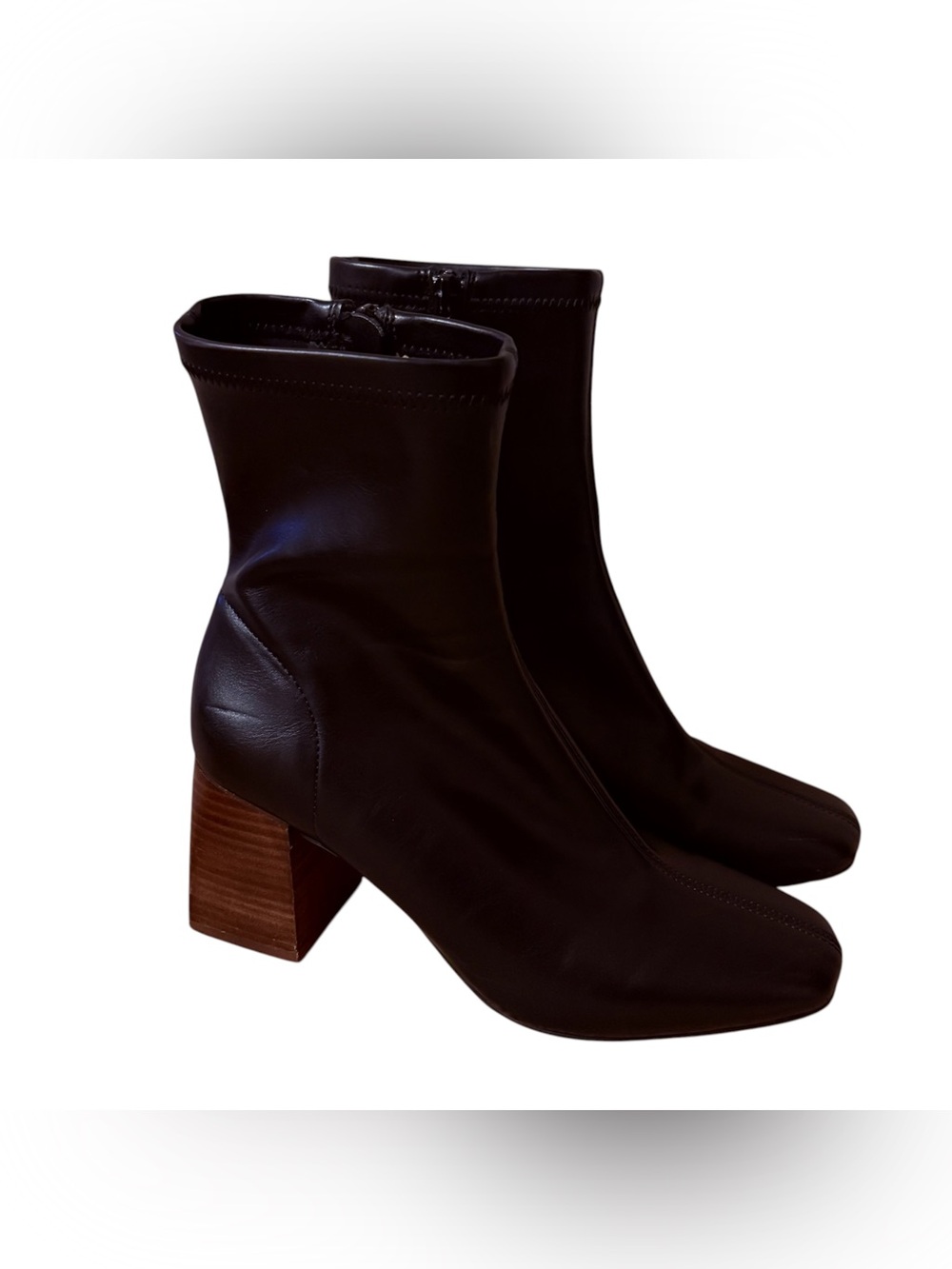 Silent D Cabana Block Heel Boots Black Stack Zipper Size 38